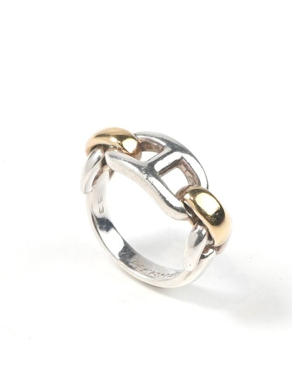 Hermes Chaine D'ancre Ring 750/950 Silver Gold